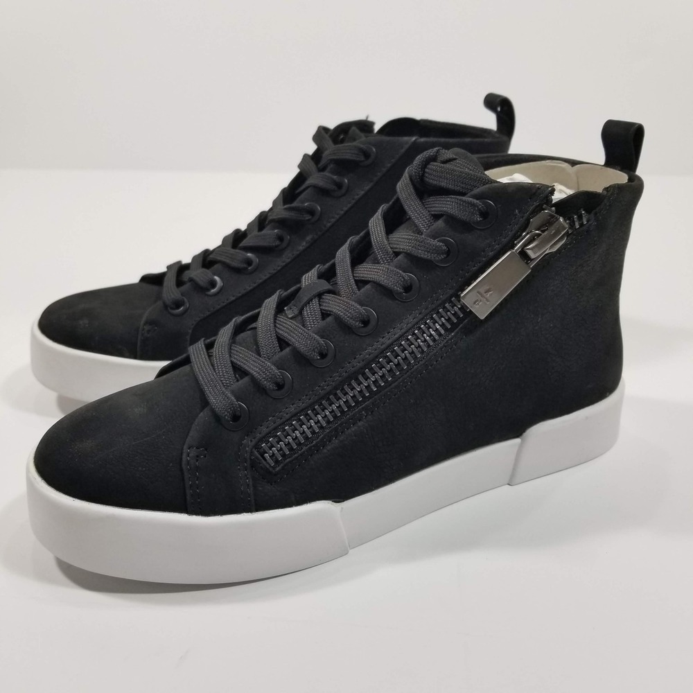 Kenneth Cole Shoes Womens Size 5.5 Black Tyler Mid Zip High Top Sneakers NEW